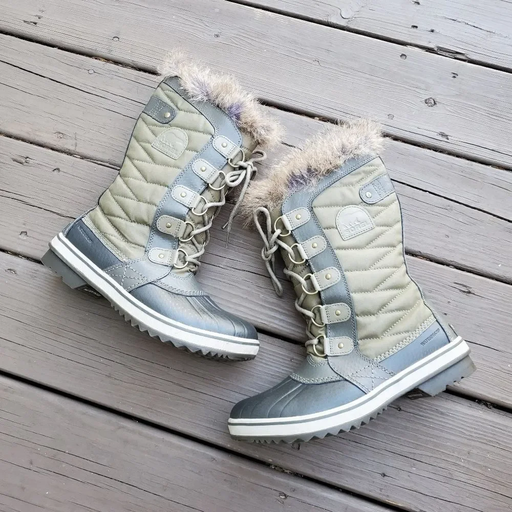 Sorel Tofino II Waterproof Insulated Olive Green Faux Fur‎ Cuff Winter Boots 9